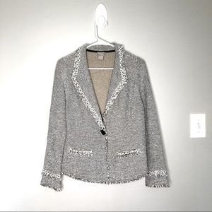 Chico’s Tweed Fringe Blazer